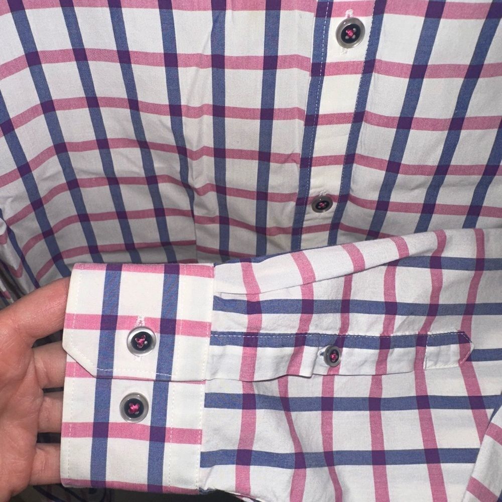 Express Men’s Pink & Blue Dress Shirt - Picture 3 of 8